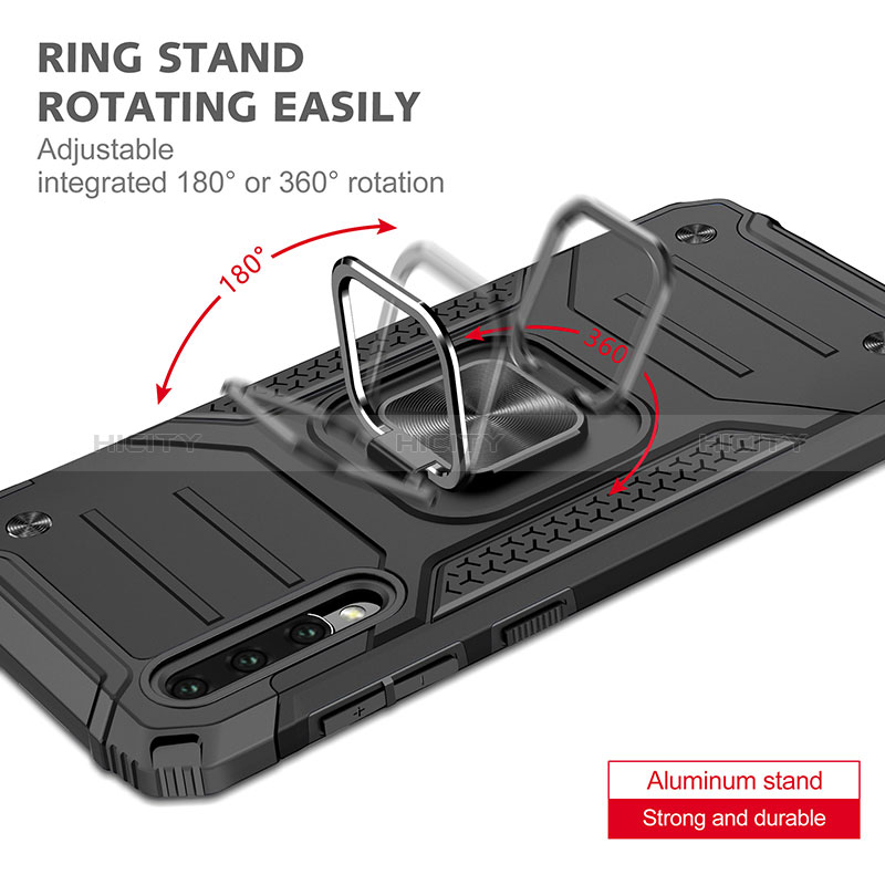 Silikon Hülle Handyhülle und Kunststoff Schutzhülle Hartschalen Tasche mit Magnetisch Fingerring Ständer MQ1 für Samsung Galaxy A30S groß