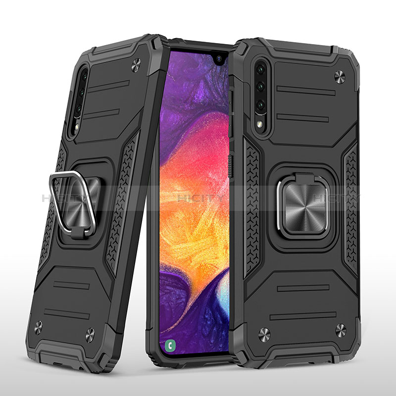 Silikon Hülle Handyhülle und Kunststoff Schutzhülle Hartschalen Tasche mit Magnetisch Fingerring Ständer MQ1 für Samsung Galaxy A30S