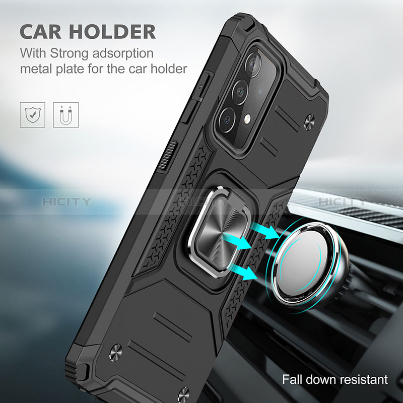 Silikon Hülle Handyhülle und Kunststoff Schutzhülle Hartschalen Tasche mit Magnetisch Fingerring Ständer MQ1 für Samsung Galaxy A52s 5G