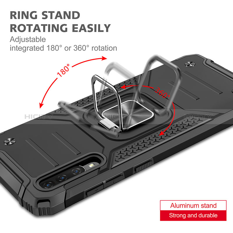 Silikon Hülle Handyhülle und Kunststoff Schutzhülle Hartschalen Tasche mit Magnetisch Fingerring Ständer MQ1 für Samsung Galaxy A70 groß