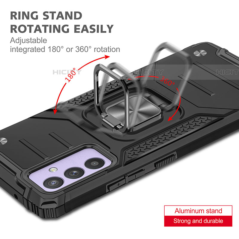 Silikon Hülle Handyhülle und Kunststoff Schutzhülle Hartschalen Tasche mit Magnetisch Fingerring Ständer MQ1 für Samsung Galaxy F54 5G