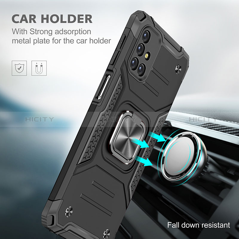 Silikon Hülle Handyhülle und Kunststoff Schutzhülle Hartschalen Tasche mit Magnetisch Fingerring Ständer MQ1 für Samsung Galaxy M31s