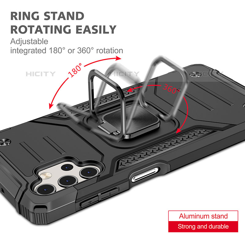 Silikon Hülle Handyhülle und Kunststoff Schutzhülle Hartschalen Tasche mit Magnetisch Fingerring Ständer MQ1 für Samsung Galaxy M32 5G