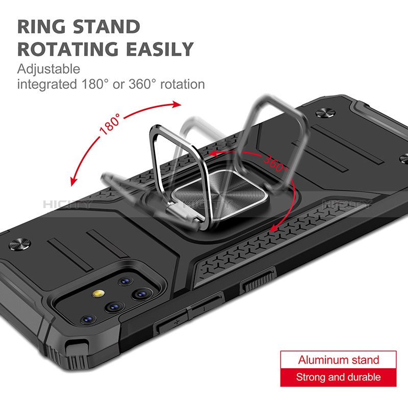 Silikon Hülle Handyhülle und Kunststoff Schutzhülle Hartschalen Tasche mit Magnetisch Fingerring Ständer MQ1 für Samsung Galaxy M40S