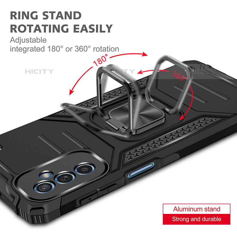 Silikon Hülle Handyhülle und Kunststoff Schutzhülle Hartschalen Tasche mit Magnetisch Fingerring Ständer MQ1 für Samsung Galaxy M52 5G