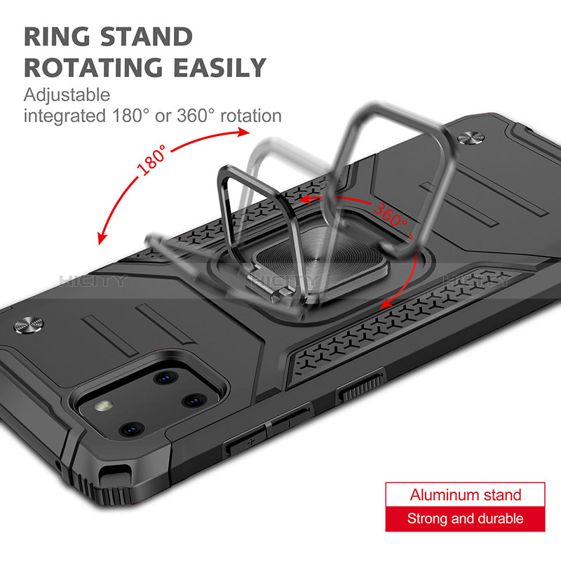 Silikon Hülle Handyhülle und Kunststoff Schutzhülle Hartschalen Tasche mit Magnetisch Fingerring Ständer MQ1 für Samsung Galaxy M60s