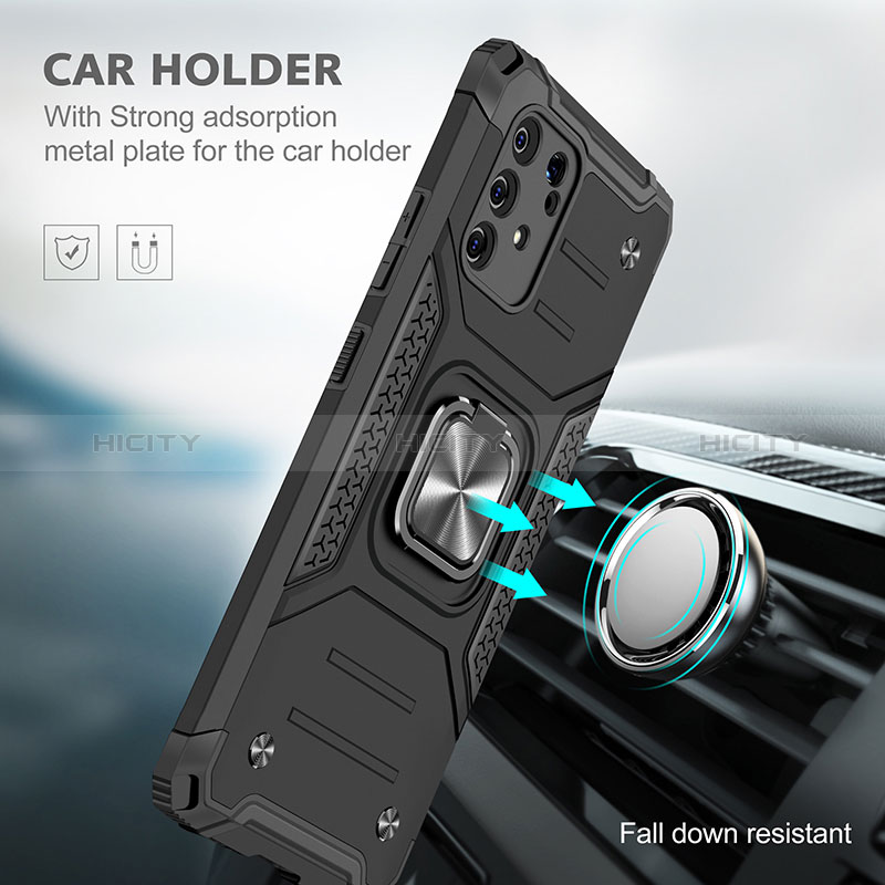 Silikon Hülle Handyhülle und Kunststoff Schutzhülle Hartschalen Tasche mit Magnetisch Fingerring Ständer MQ1 für Samsung Galaxy M80S
