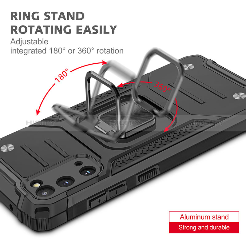 Silikon Hülle Handyhülle und Kunststoff Schutzhülle Hartschalen Tasche mit Magnetisch Fingerring Ständer MQ1 für Samsung Galaxy S20