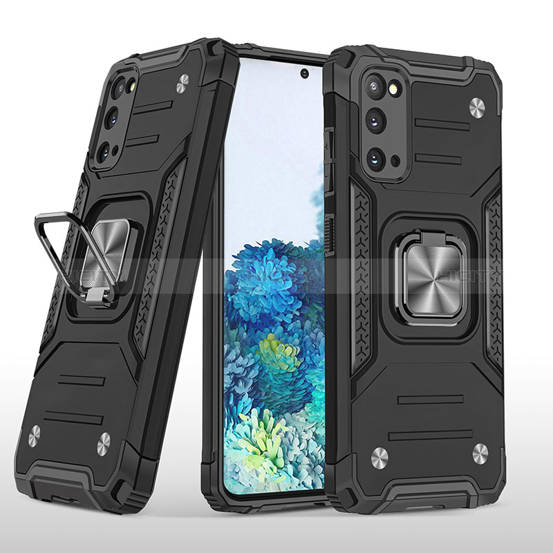 Silikon Hülle Handyhülle und Kunststoff Schutzhülle Hartschalen Tasche mit Magnetisch Fingerring Ständer MQ1 für Samsung Galaxy S20