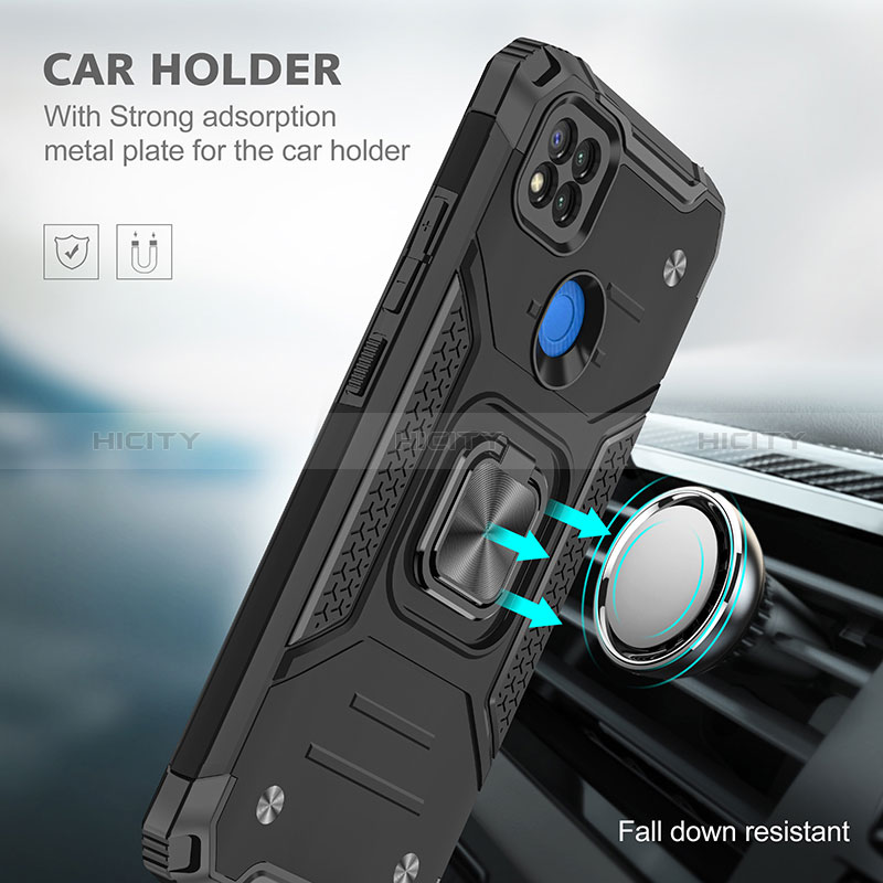 Silikon Hülle Handyhülle und Kunststoff Schutzhülle Hartschalen Tasche mit Magnetisch Fingerring Ständer MQ1 für Xiaomi POCO C3