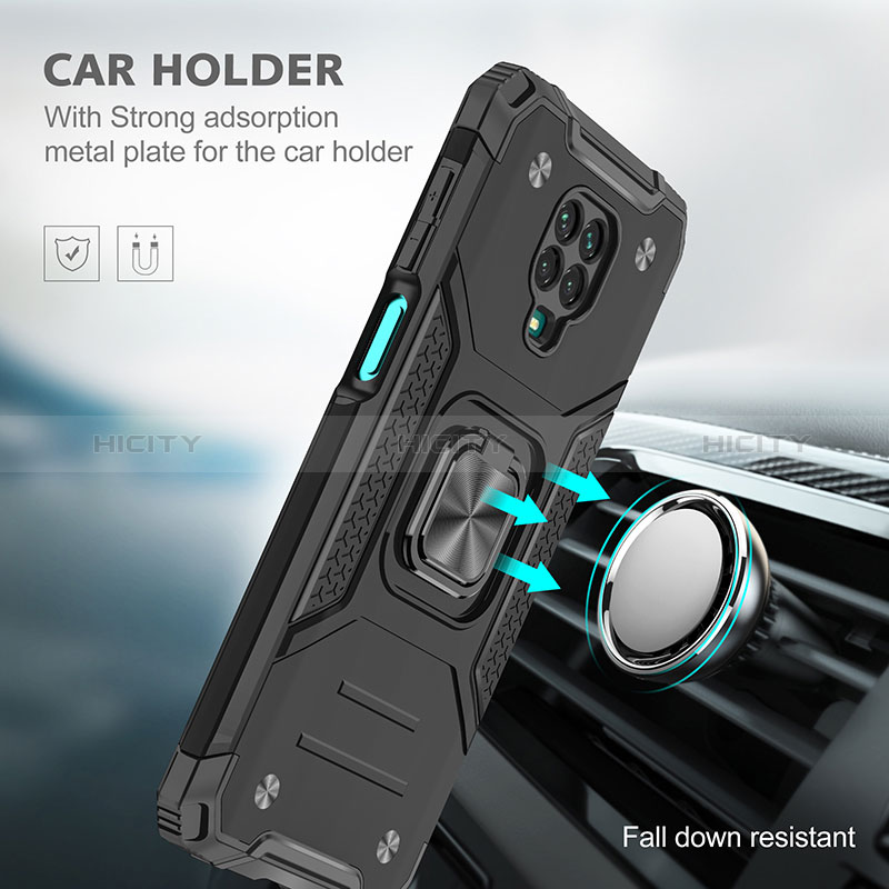 Silikon Hülle Handyhülle und Kunststoff Schutzhülle Hartschalen Tasche mit Magnetisch Fingerring Ständer MQ1 für Xiaomi Poco M2 Pro groß