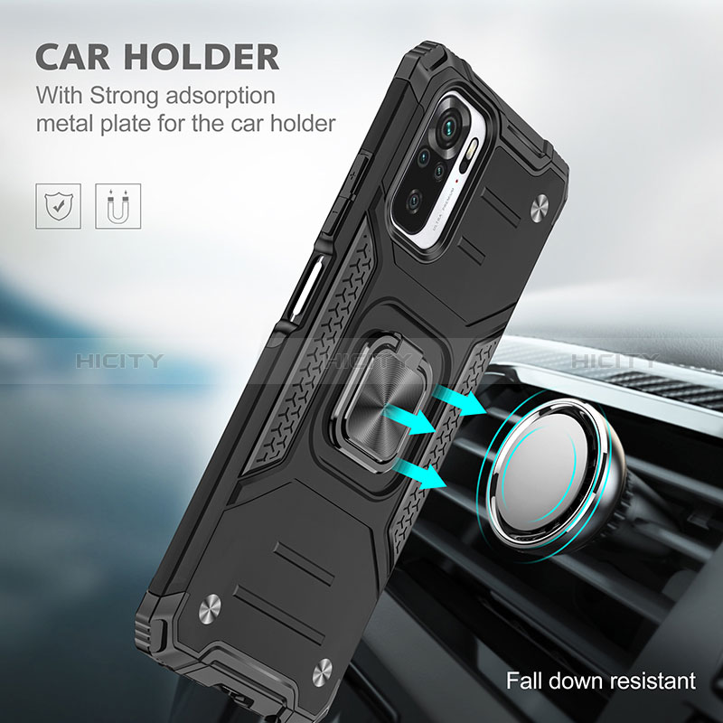 Silikon Hülle Handyhülle und Kunststoff Schutzhülle Hartschalen Tasche mit Magnetisch Fingerring Ständer MQ1 für Xiaomi Poco M5S
