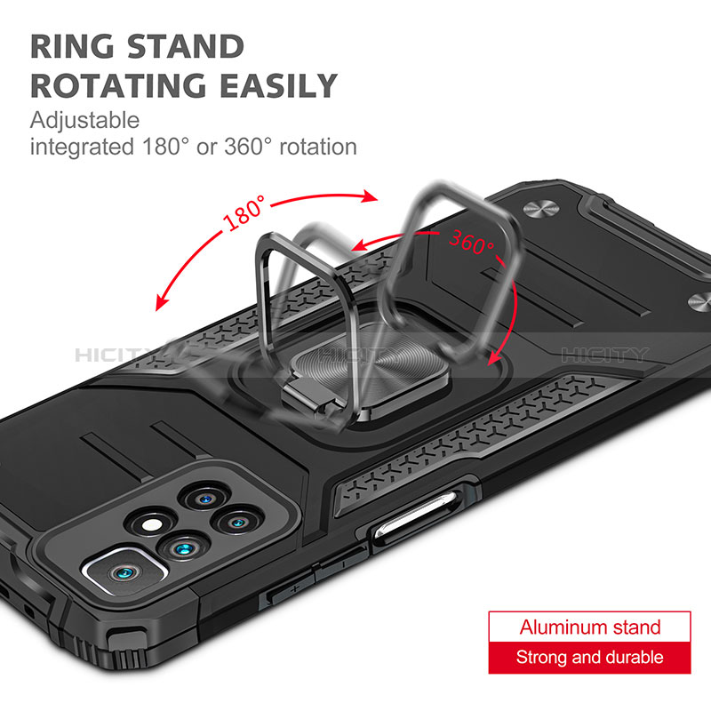 Silikon Hülle Handyhülle und Kunststoff Schutzhülle Hartschalen Tasche mit Magnetisch Fingerring Ständer MQ1 für Xiaomi Redmi 10 4G groß