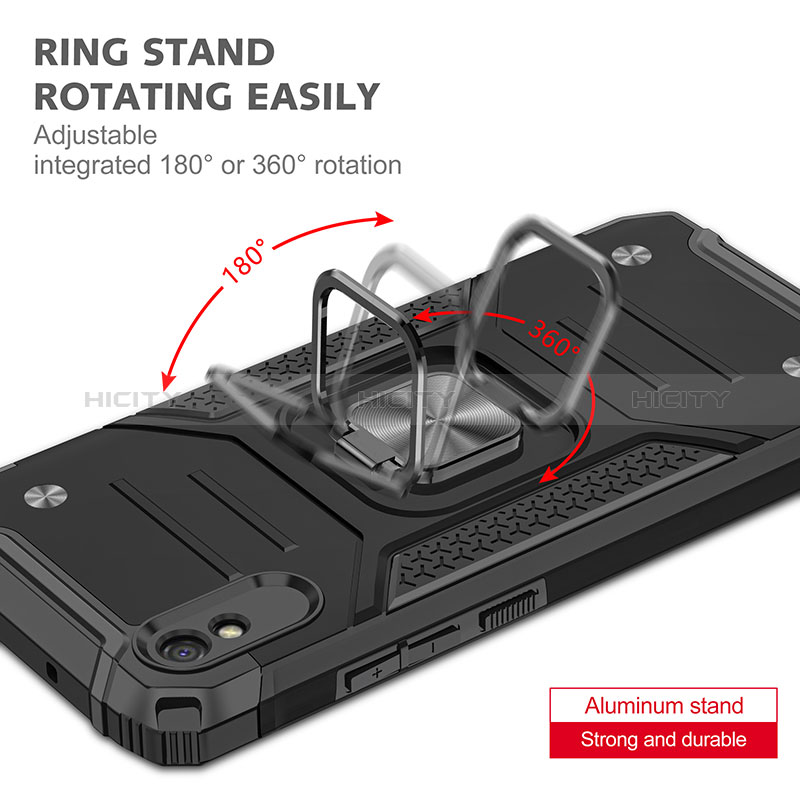 Silikon Hülle Handyhülle und Kunststoff Schutzhülle Hartschalen Tasche mit Magnetisch Fingerring Ständer MQ1 für Xiaomi Redmi 9A groß