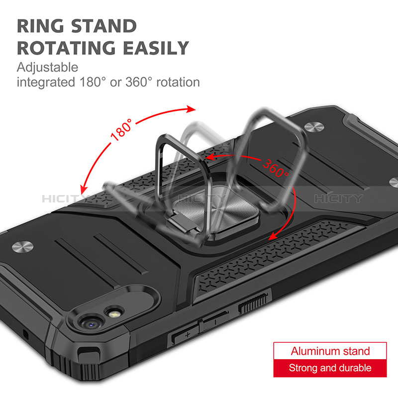 Silikon Hülle Handyhülle und Kunststoff Schutzhülle Hartschalen Tasche mit Magnetisch Fingerring Ständer MQ1 für Xiaomi Redmi 9i groß