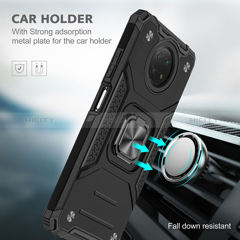 Silikon Hülle Handyhülle und Kunststoff Schutzhülle Hartschalen Tasche mit Magnetisch Fingerring Ständer MQ1 für Xiaomi Redmi Note 9T 5G groß