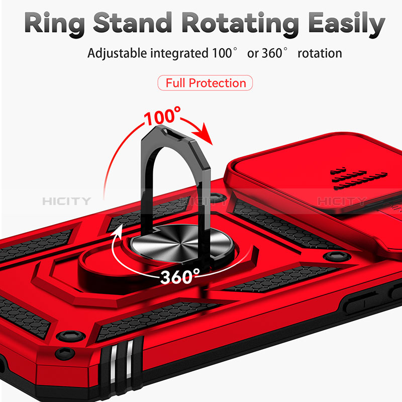 Silikon Hülle Handyhülle und Kunststoff Schutzhülle Hartschalen Tasche mit Magnetisch Fingerring Ständer MQ2 für Apple iPhone 13 Pro groß