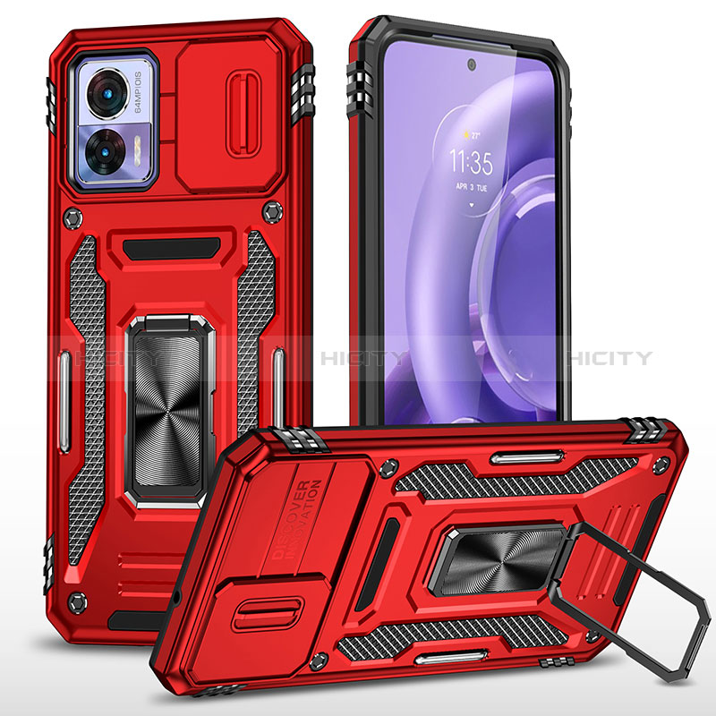 Silikon Hülle Handyhülle und Kunststoff Schutzhülle Hartschalen Tasche mit Magnetisch Fingerring Ständer MQ2 für Motorola Moto Edge 30 Lite 5G groß