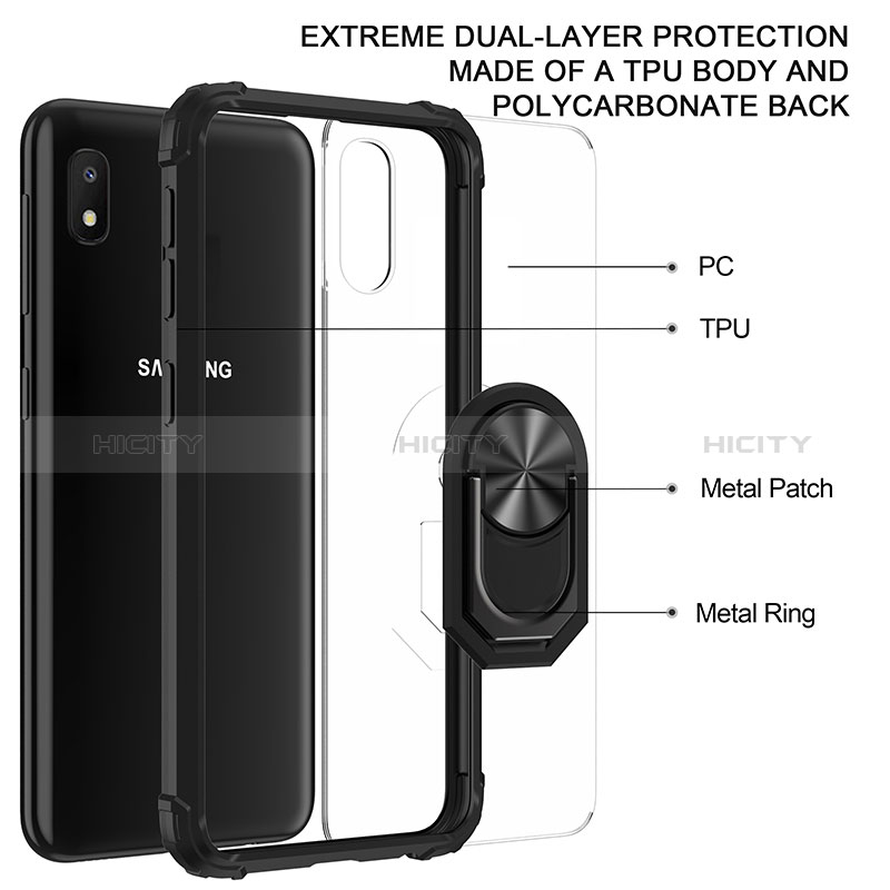 Silikon Hülle Handyhülle und Kunststoff Schutzhülle Hartschalen Tasche mit Magnetisch Fingerring Ständer MQ2 für Samsung Galaxy A10e groß