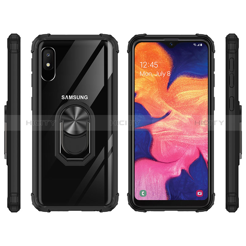 Silikon Hülle Handyhülle und Kunststoff Schutzhülle Hartschalen Tasche mit Magnetisch Fingerring Ständer MQ2 für Samsung Galaxy A10e groß