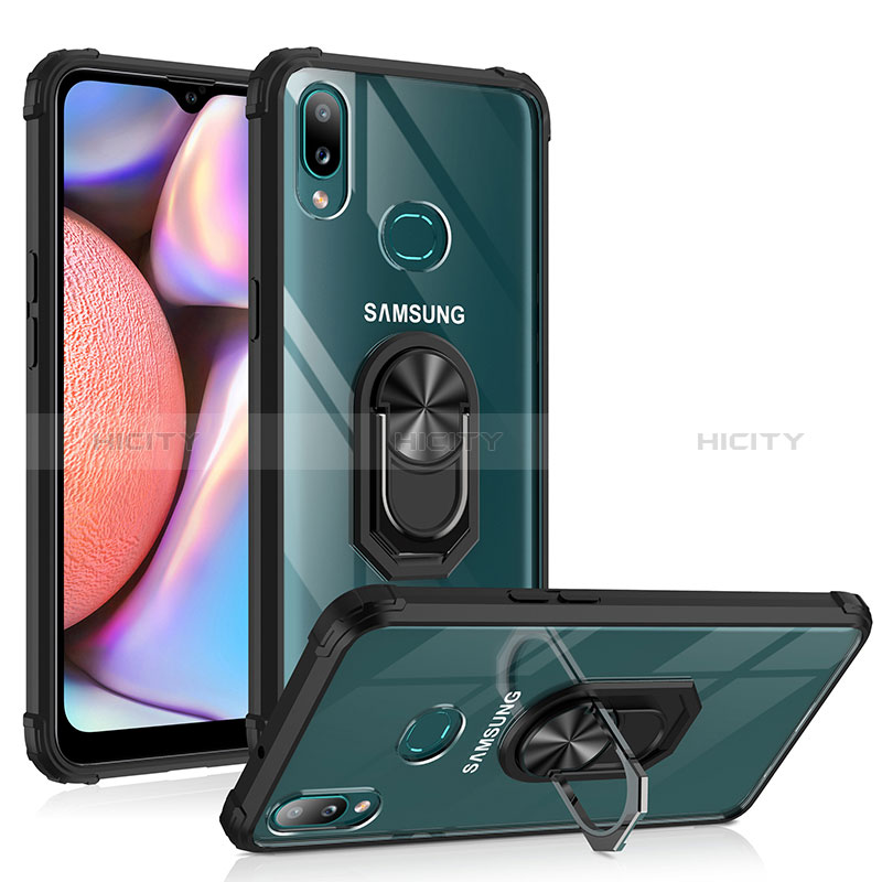 Silikon Hülle Handyhülle und Kunststoff Schutzhülle Hartschalen Tasche mit Magnetisch Fingerring Ständer MQ2 für Samsung Galaxy A10s