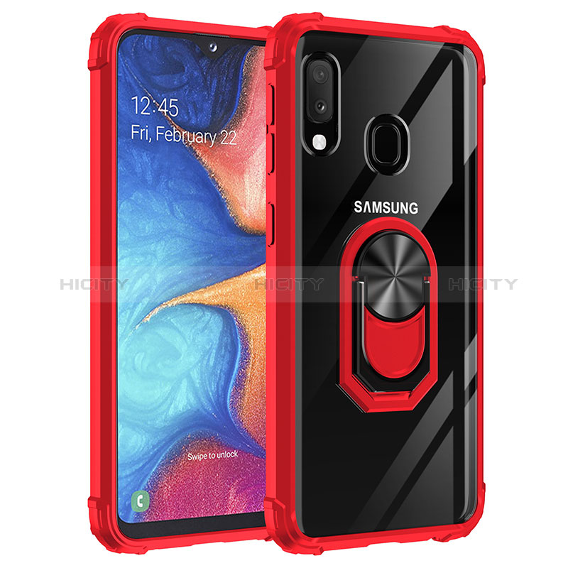 Silikon Hülle Handyhülle und Kunststoff Schutzhülle Hartschalen Tasche mit Magnetisch Fingerring Ständer MQ2 für Samsung Galaxy A20e