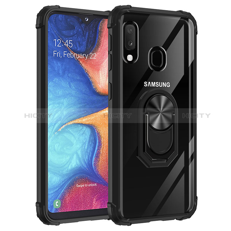 Silikon Hülle Handyhülle und Kunststoff Schutzhülle Hartschalen Tasche mit Magnetisch Fingerring Ständer MQ2 für Samsung Galaxy A20e