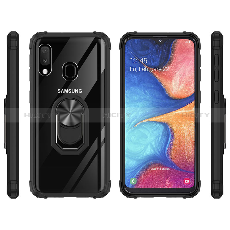 Silikon Hülle Handyhülle und Kunststoff Schutzhülle Hartschalen Tasche mit Magnetisch Fingerring Ständer MQ2 für Samsung Galaxy A20e