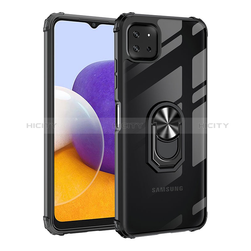 Silikon Hülle Handyhülle und Kunststoff Schutzhülle Hartschalen Tasche mit Magnetisch Fingerring Ständer MQ2 für Samsung Galaxy A22s 5G