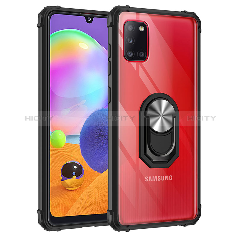 Silikon Hülle Handyhülle und Kunststoff Schutzhülle Hartschalen Tasche mit Magnetisch Fingerring Ständer MQ2 für Samsung Galaxy A31 groß