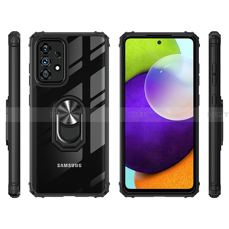 Silikon Hülle Handyhülle und Kunststoff Schutzhülle Hartschalen Tasche mit Magnetisch Fingerring Ständer MQ2 für Samsung Galaxy A32 4G