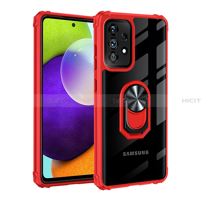 Silikon Hülle Handyhülle und Kunststoff Schutzhülle Hartschalen Tasche mit Magnetisch Fingerring Ständer MQ2 für Samsung Galaxy A32 5G Rot Plus