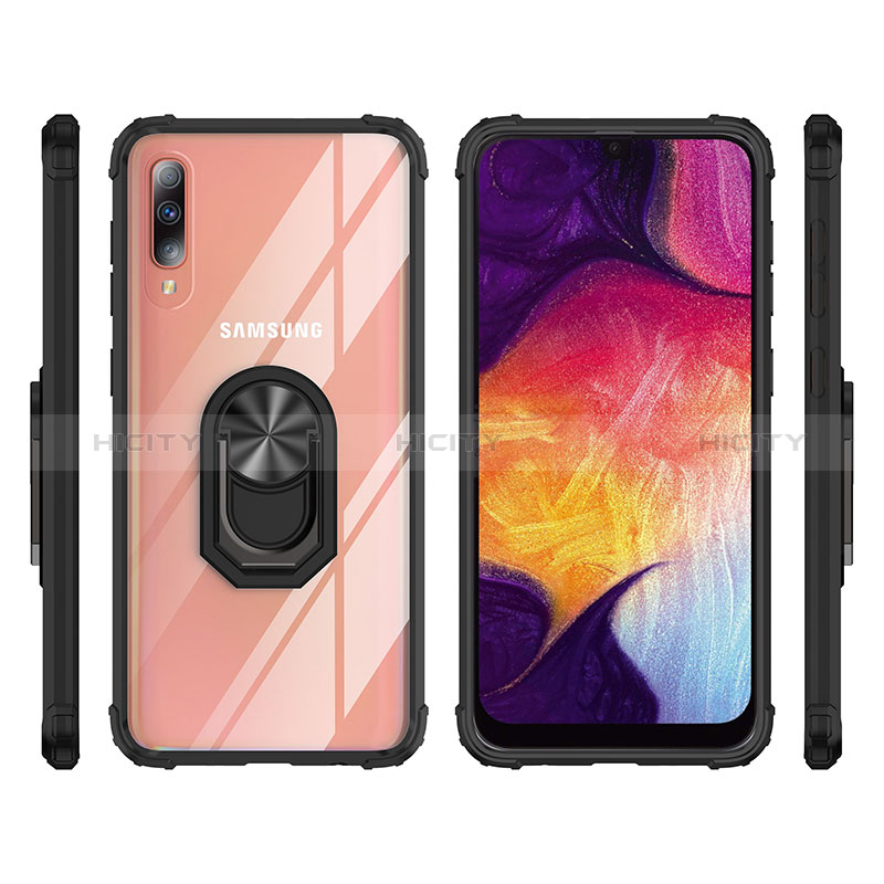 Silikon Hülle Handyhülle und Kunststoff Schutzhülle Hartschalen Tasche mit Magnetisch Fingerring Ständer MQ2 für Samsung Galaxy A50