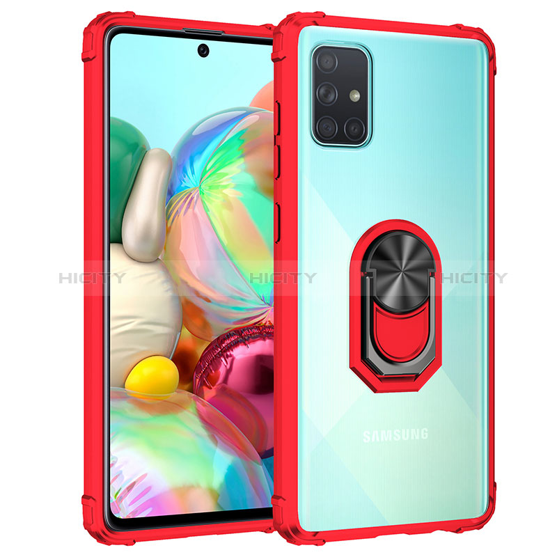 Silikon Hülle Handyhülle und Kunststoff Schutzhülle Hartschalen Tasche mit Magnetisch Fingerring Ständer MQ2 für Samsung Galaxy A51 4G groß