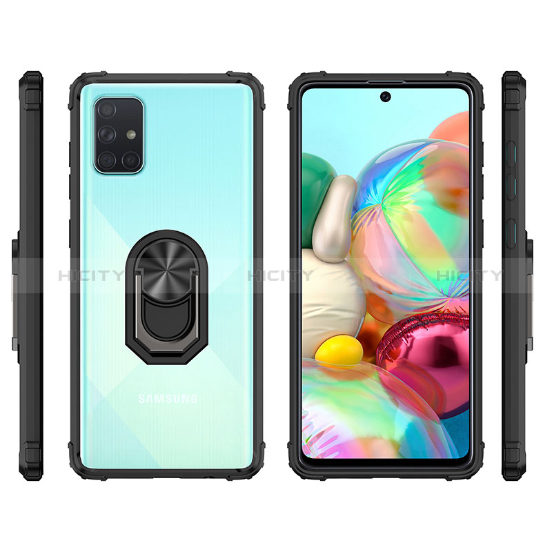 Silikon Hülle Handyhülle und Kunststoff Schutzhülle Hartschalen Tasche mit Magnetisch Fingerring Ständer MQ2 für Samsung Galaxy A51 4G groß