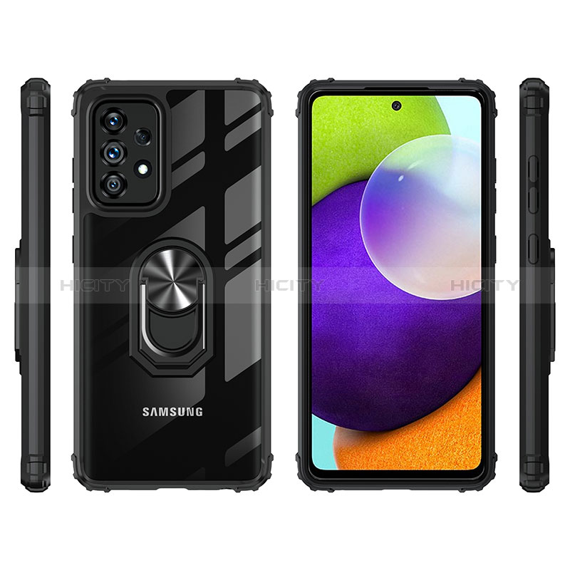 Silikon Hülle Handyhülle und Kunststoff Schutzhülle Hartschalen Tasche mit Magnetisch Fingerring Ständer MQ2 für Samsung Galaxy A52s 5G