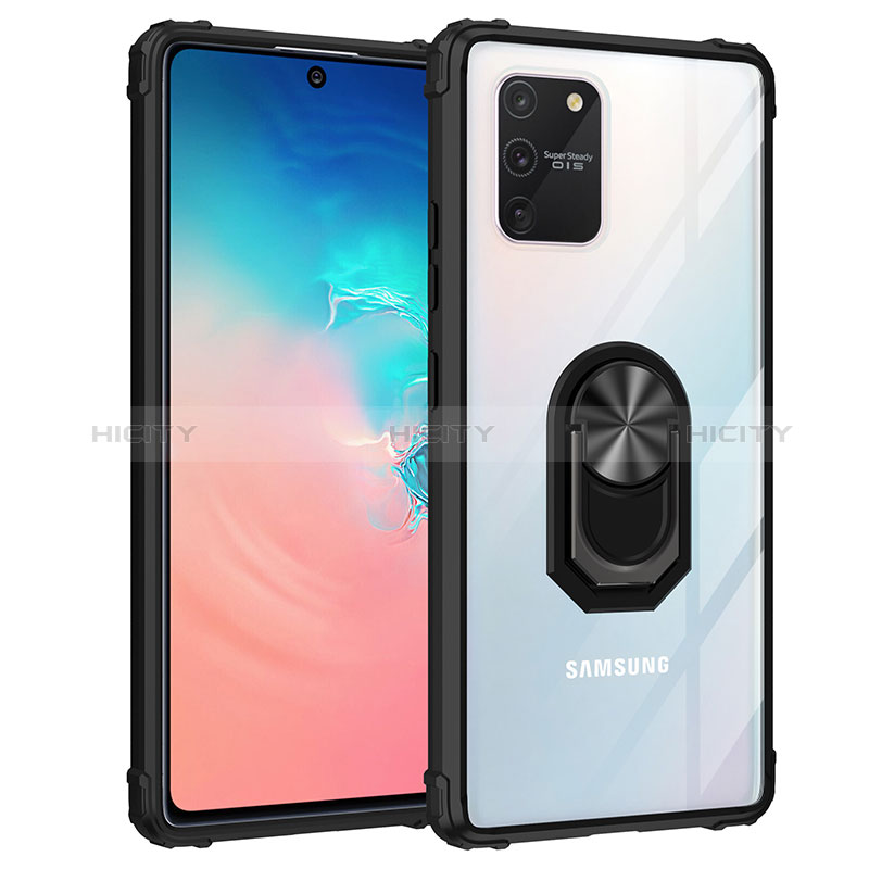 Silikon Hülle Handyhülle und Kunststoff Schutzhülle Hartschalen Tasche mit Magnetisch Fingerring Ständer MQ2 für Samsung Galaxy A91