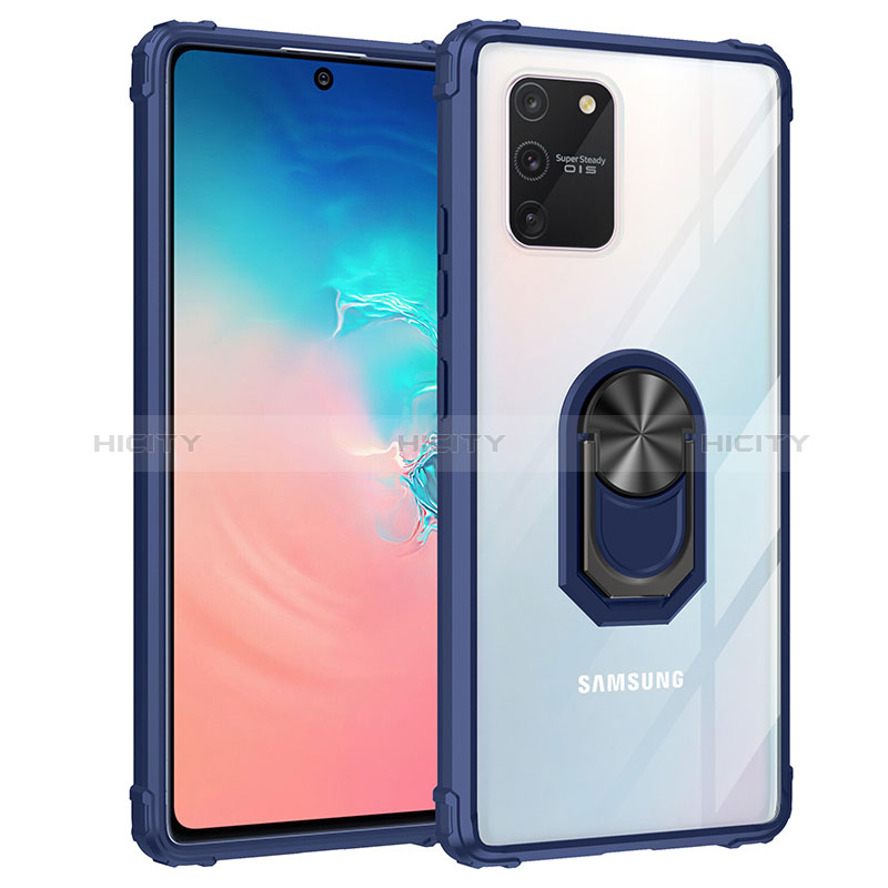 Silikon Hülle Handyhülle und Kunststoff Schutzhülle Hartschalen Tasche mit Magnetisch Fingerring Ständer MQ2 für Samsung Galaxy A91