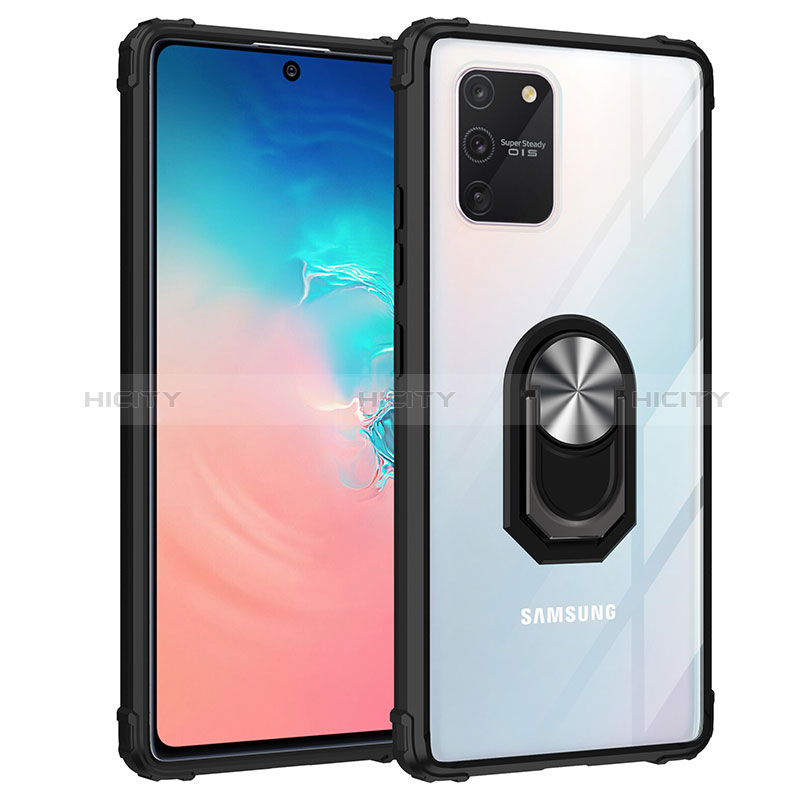 Silikon Hülle Handyhülle und Kunststoff Schutzhülle Hartschalen Tasche mit Magnetisch Fingerring Ständer MQ2 für Samsung Galaxy A91 groß