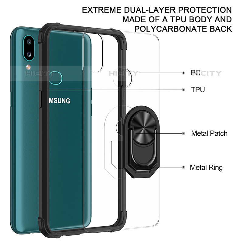 Silikon Hülle Handyhülle und Kunststoff Schutzhülle Hartschalen Tasche mit Magnetisch Fingerring Ständer MQ2 für Samsung Galaxy M01s