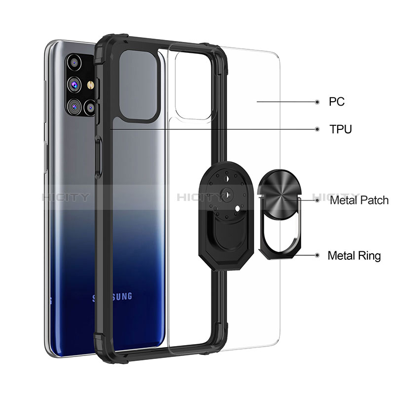 Silikon Hülle Handyhülle und Kunststoff Schutzhülle Hartschalen Tasche mit Magnetisch Fingerring Ständer MQ2 für Samsung Galaxy M31s
