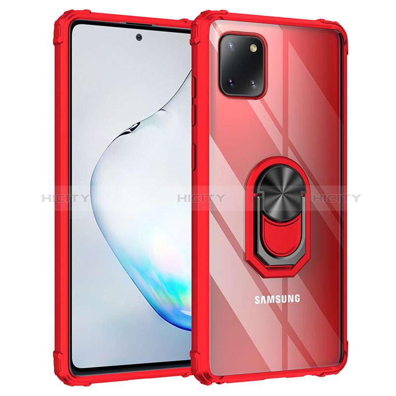 Silikon Hülle Handyhülle und Kunststoff Schutzhülle Hartschalen Tasche mit Magnetisch Fingerring Ständer MQ2 für Samsung Galaxy M60s Rot Plus