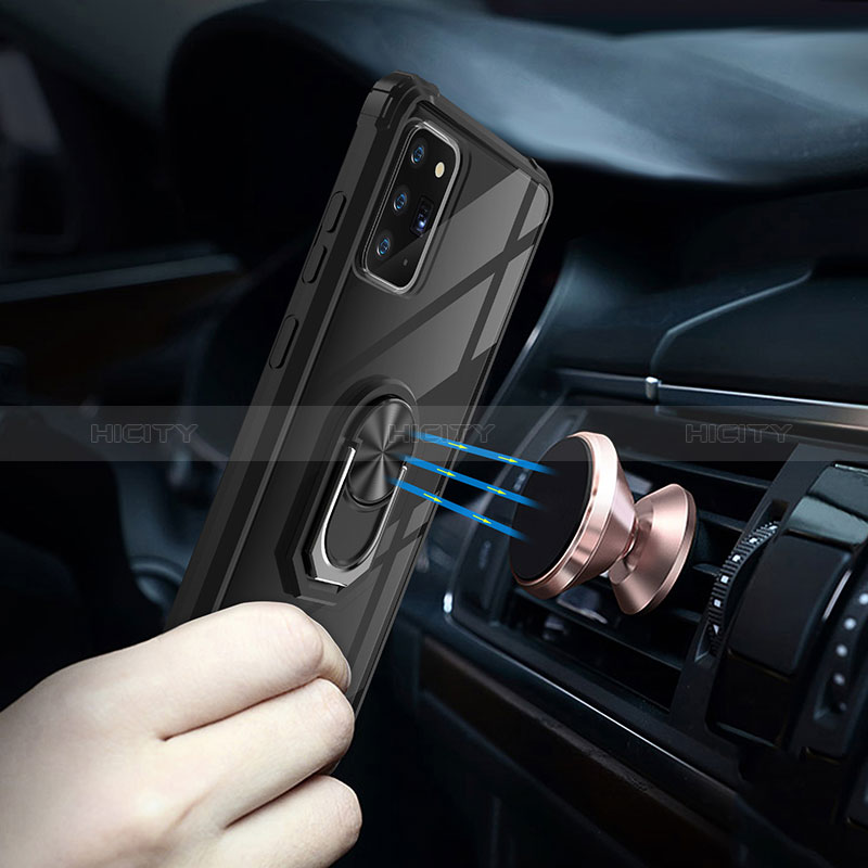 Silikon Hülle Handyhülle und Kunststoff Schutzhülle Hartschalen Tasche mit Magnetisch Fingerring Ständer MQ2 für Samsung Galaxy Note 20 5G