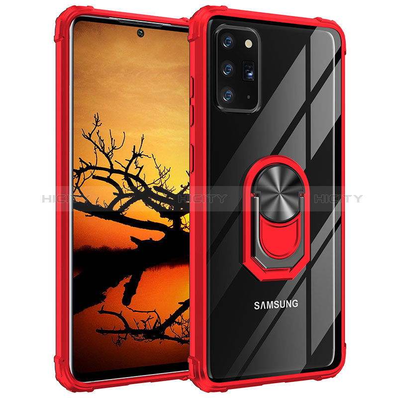 Silikon Hülle Handyhülle und Kunststoff Schutzhülle Hartschalen Tasche mit Magnetisch Fingerring Ständer MQ2 für Samsung Galaxy Note 20 5G Rot