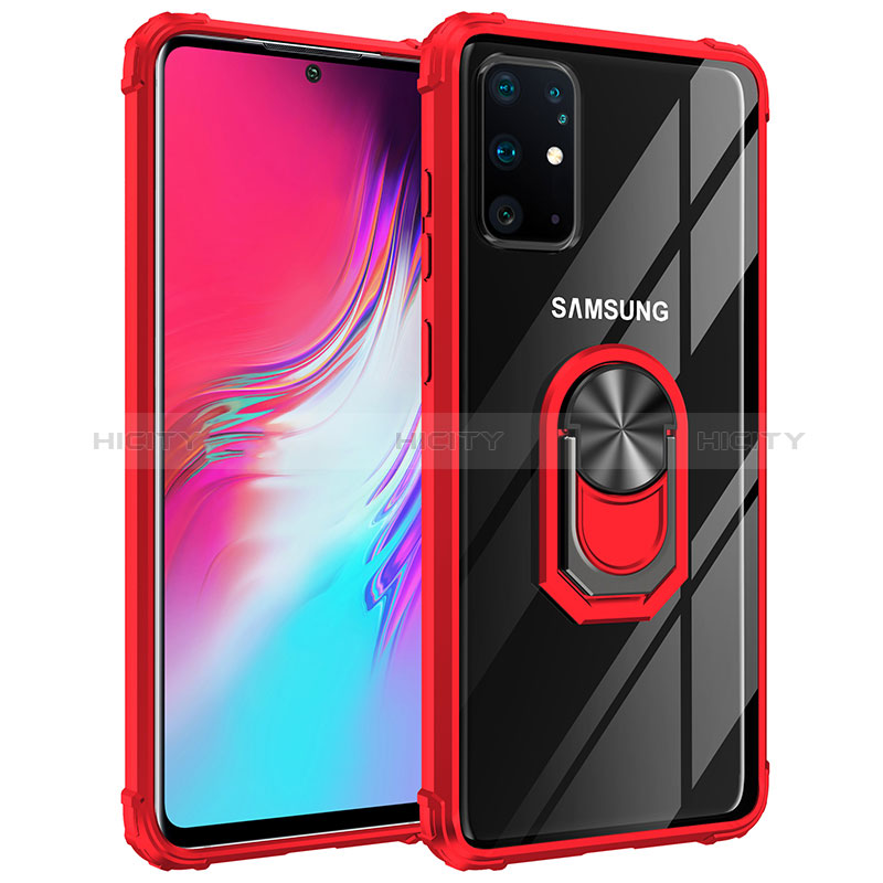 Silikon Hülle Handyhülle und Kunststoff Schutzhülle Hartschalen Tasche mit Magnetisch Fingerring Ständer MQ2 für Samsung Galaxy S20 Plus 5G Rot Plus