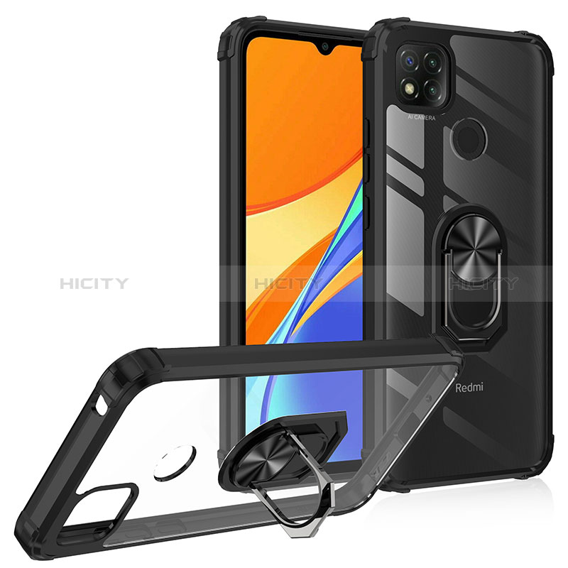 Silikon Hülle Handyhülle und Kunststoff Schutzhülle Hartschalen Tasche mit Magnetisch Fingerring Ständer MQ2 für Xiaomi Redmi 9 Activ