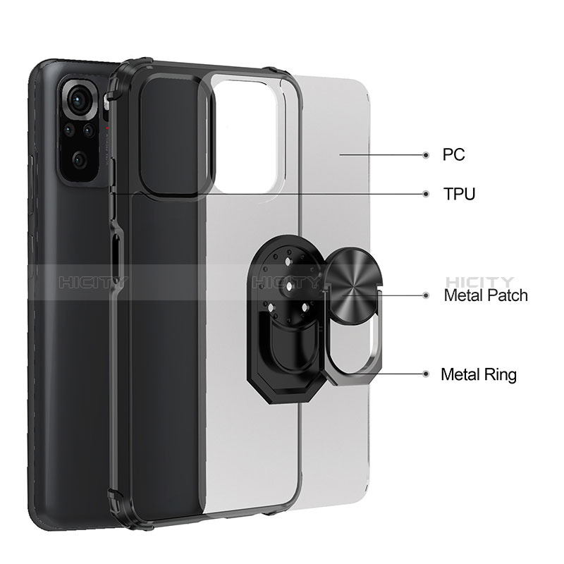 Silikon Hülle Handyhülle und Kunststoff Schutzhülle Hartschalen Tasche mit Magnetisch Fingerring Ständer MQ2 für Xiaomi Redmi Note 10S 4G