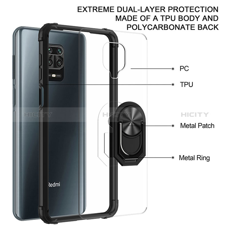 Silikon Hülle Handyhülle und Kunststoff Schutzhülle Hartschalen Tasche mit Magnetisch Fingerring Ständer MQ2 für Xiaomi Redmi Note 9 Pro Max