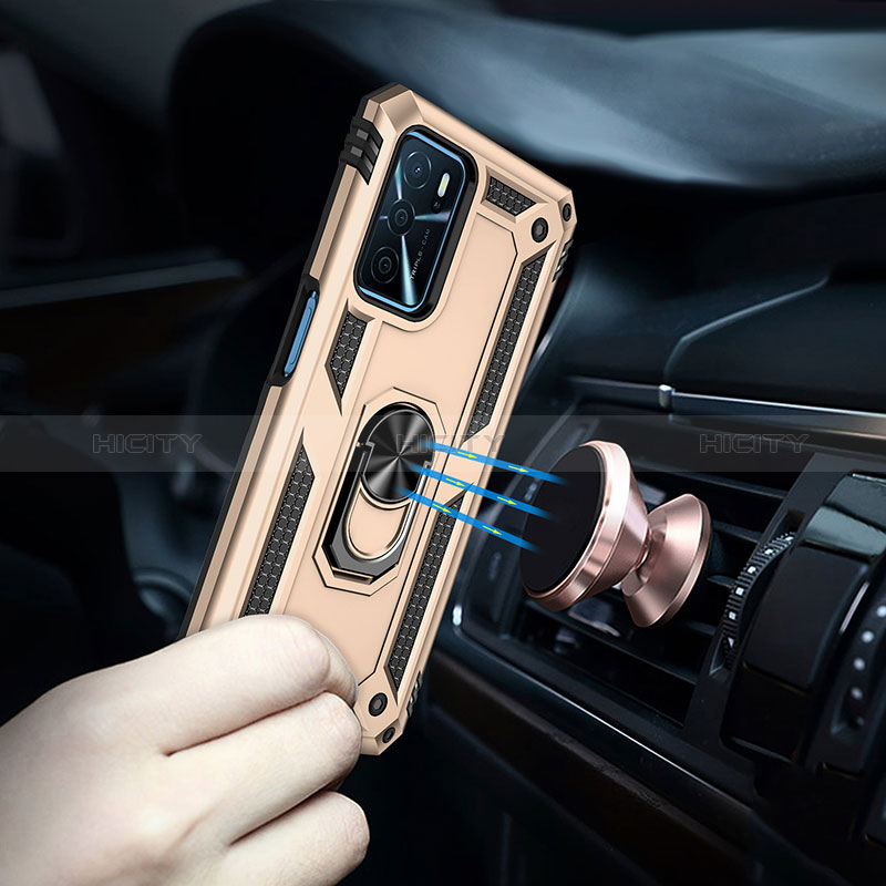 Silikon Hülle Handyhülle und Kunststoff Schutzhülle Hartschalen Tasche mit Magnetisch Fingerring Ständer MQ3 für Oppo A16