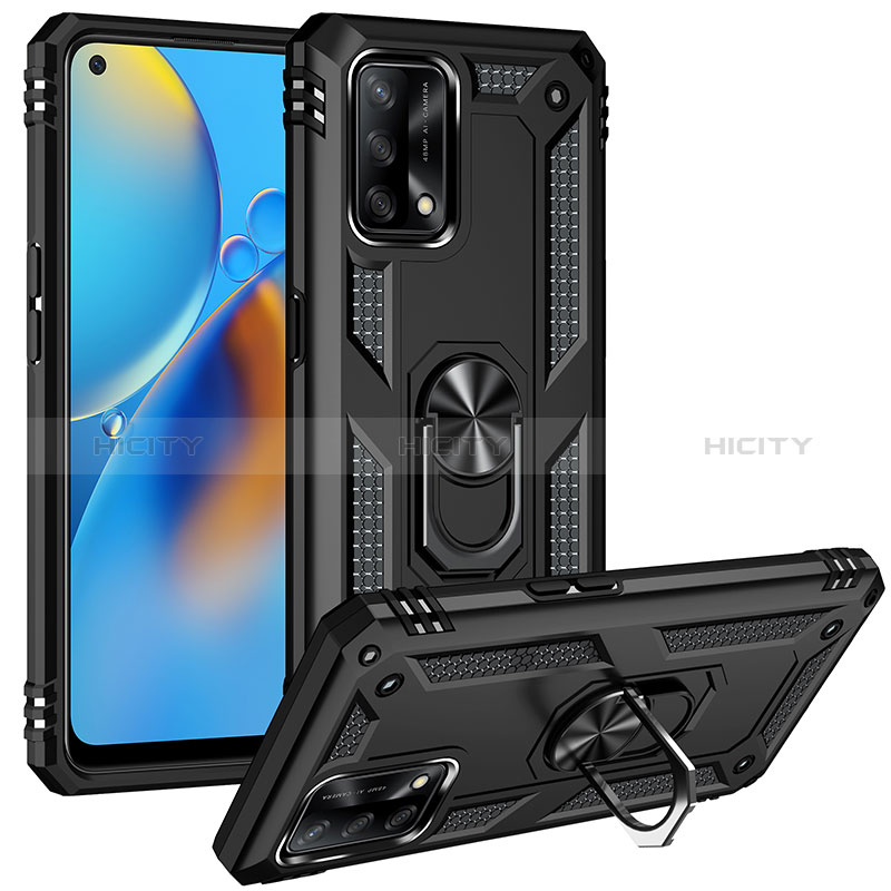 Silikon Hülle Handyhülle und Kunststoff Schutzhülle Hartschalen Tasche mit Magnetisch Fingerring Ständer MQ3 für Oppo A95 4G